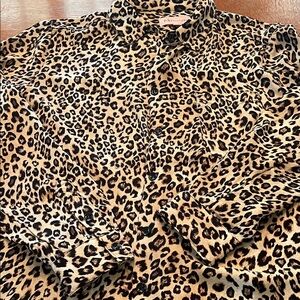 Philosophy Brown Leopard Print Casual Shirt